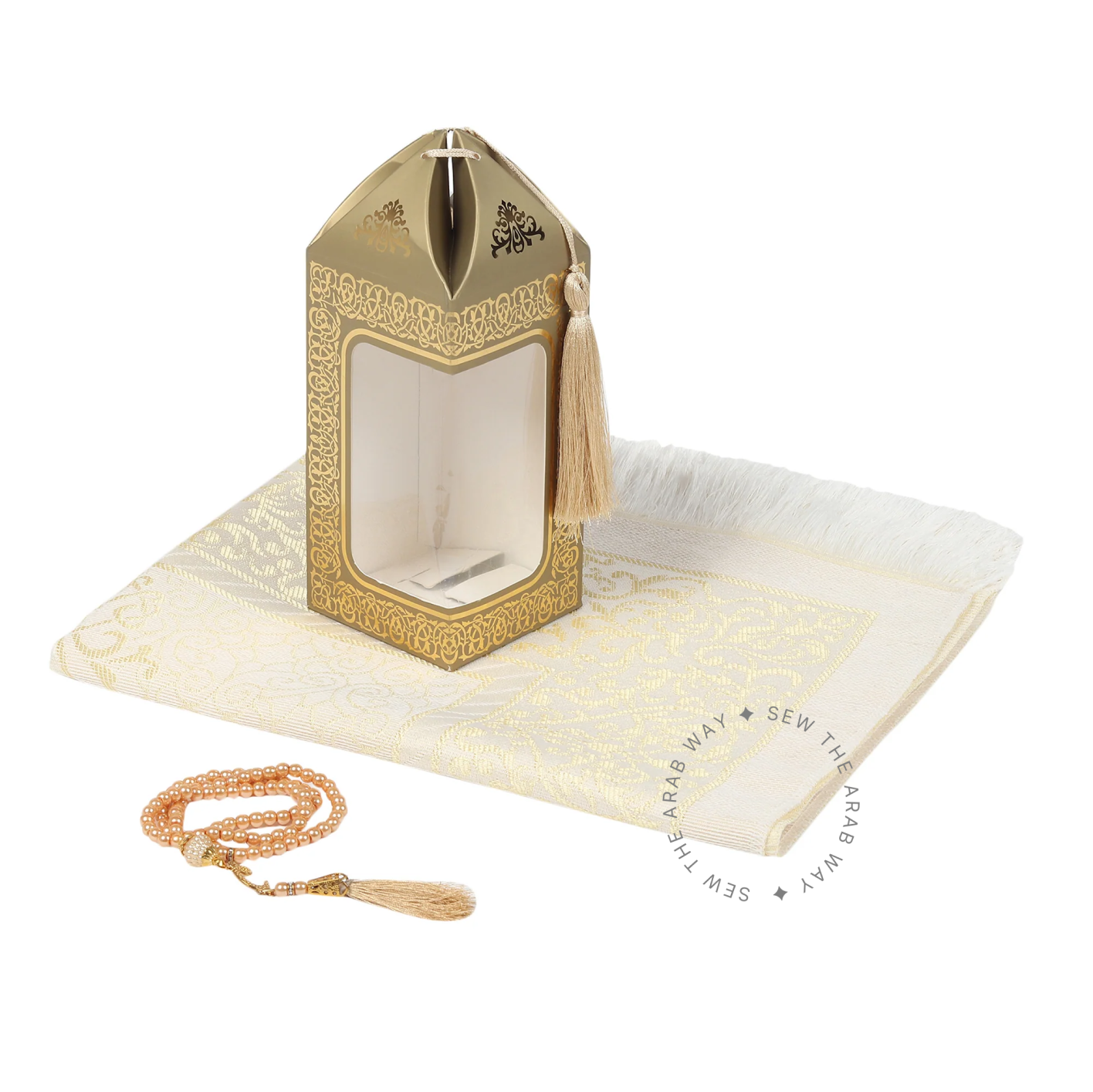 Turkish Prayer Mat Gift Set Small Golden